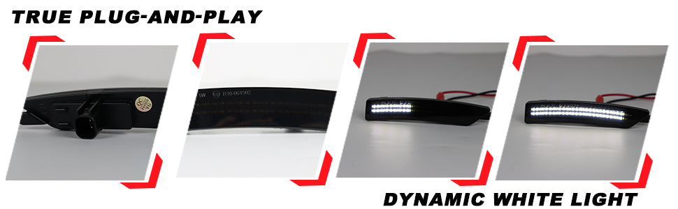 2024+ Ford Mustang S650 SCANNING White LED Smoked Side Marker Lights