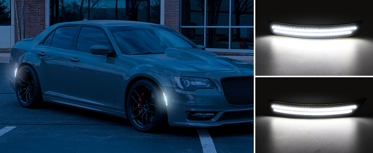 2015-2023 Chrysler 300 SCANNING White LED Smoked Side Marker Lights