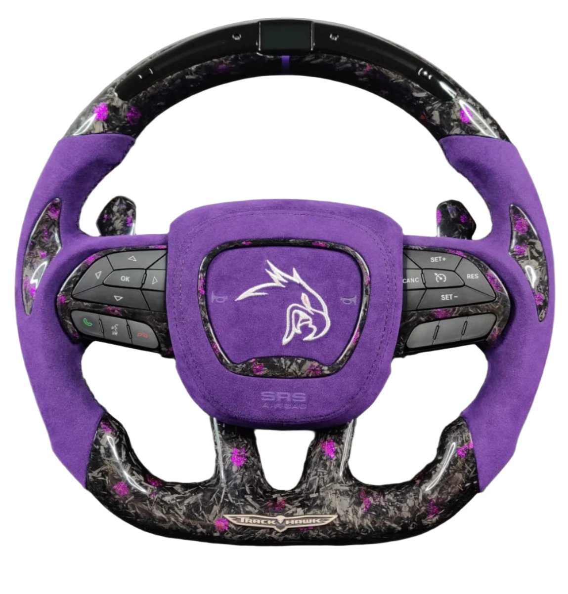 2014-2021 Jeep Trackhawk SRT Custom Carbon Fiber Steering Wheel w/ LED RPM Display - AutoLEDTech.com