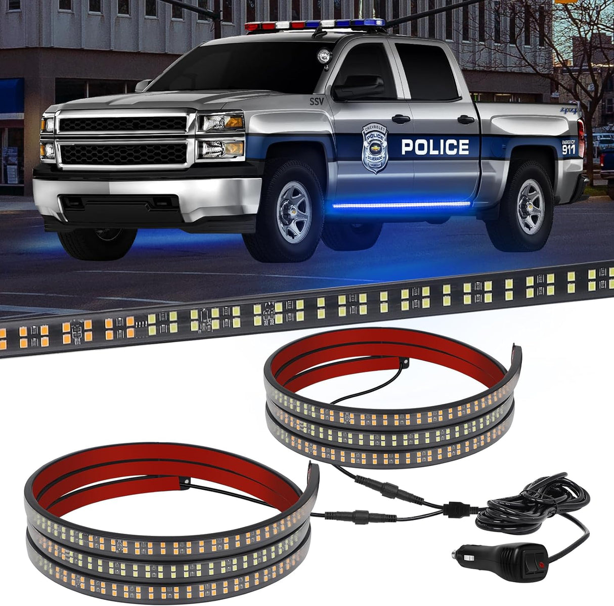 LED Strobe Rocker Lights Running Board Strips (70")