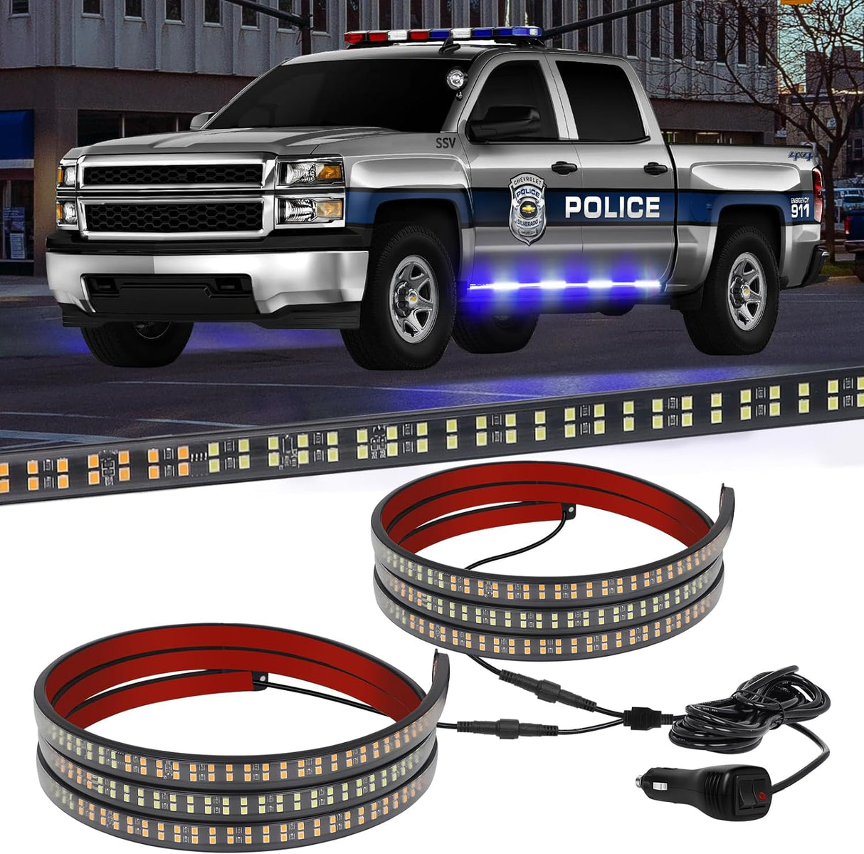 LED Strobe Rocker Lights Running Board Strips (70")