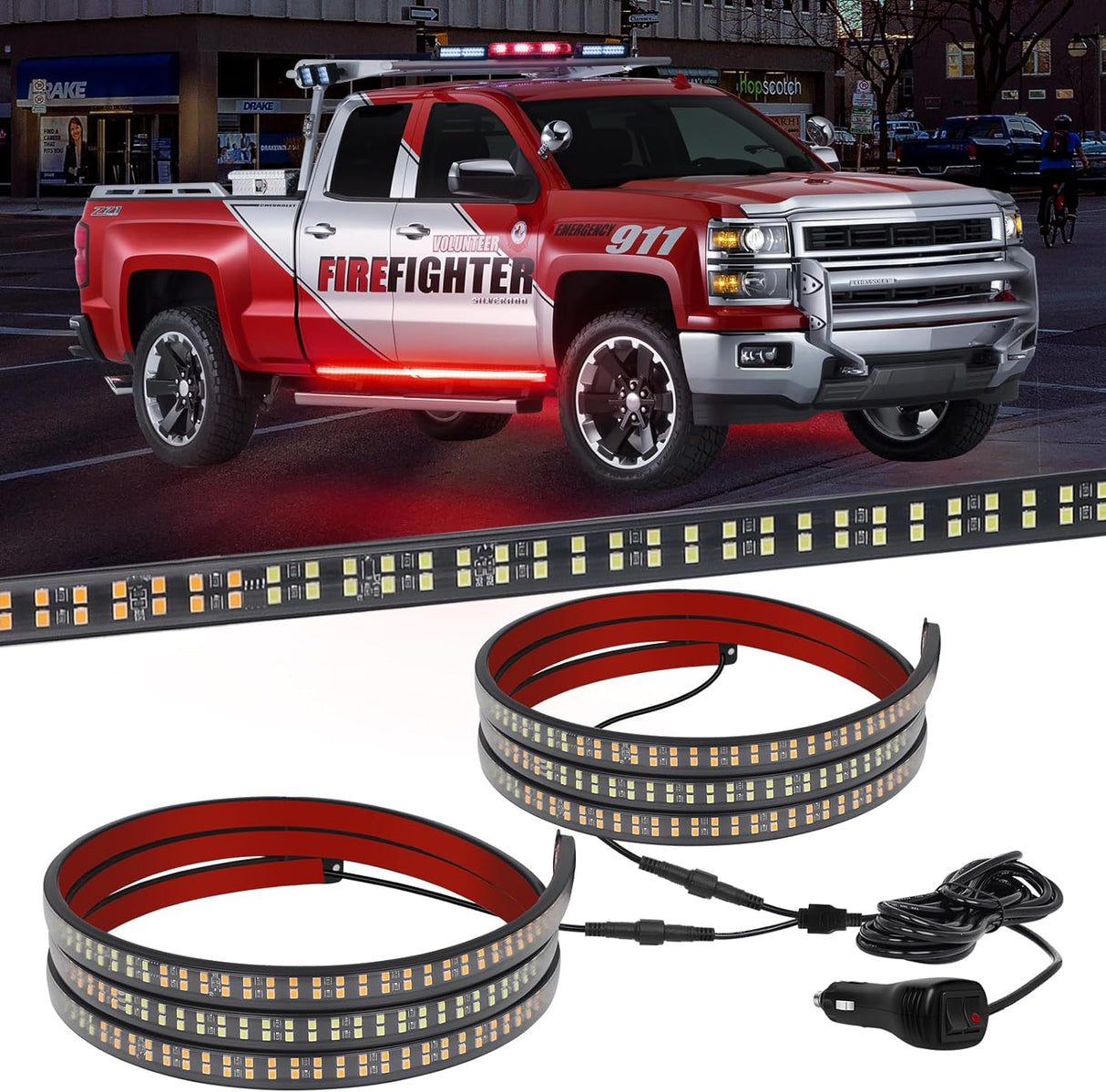 LED Strobe Rocker Lights Running Board Strips (70")