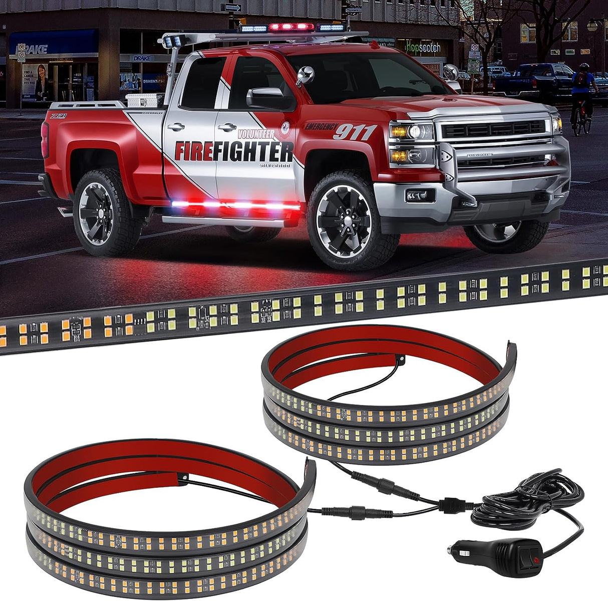 LED Strobe Rocker Lights Running Board Strips (70")