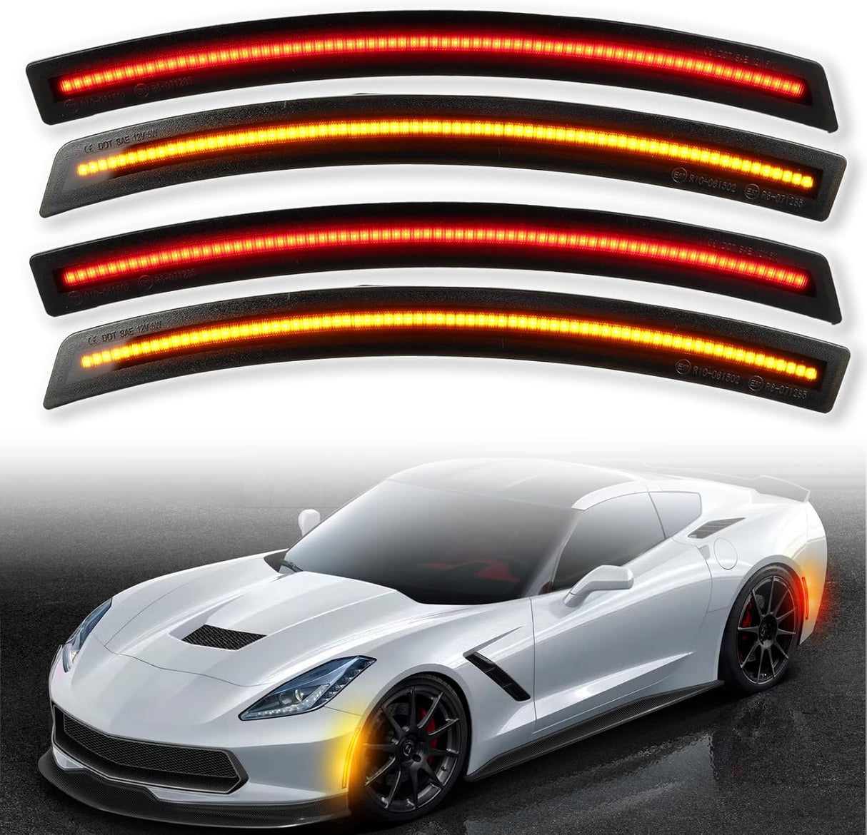 2014-2019 Chevrolet C7 Corvette Clear or Smoked LED Sidemarkers Rear Bumper Lights