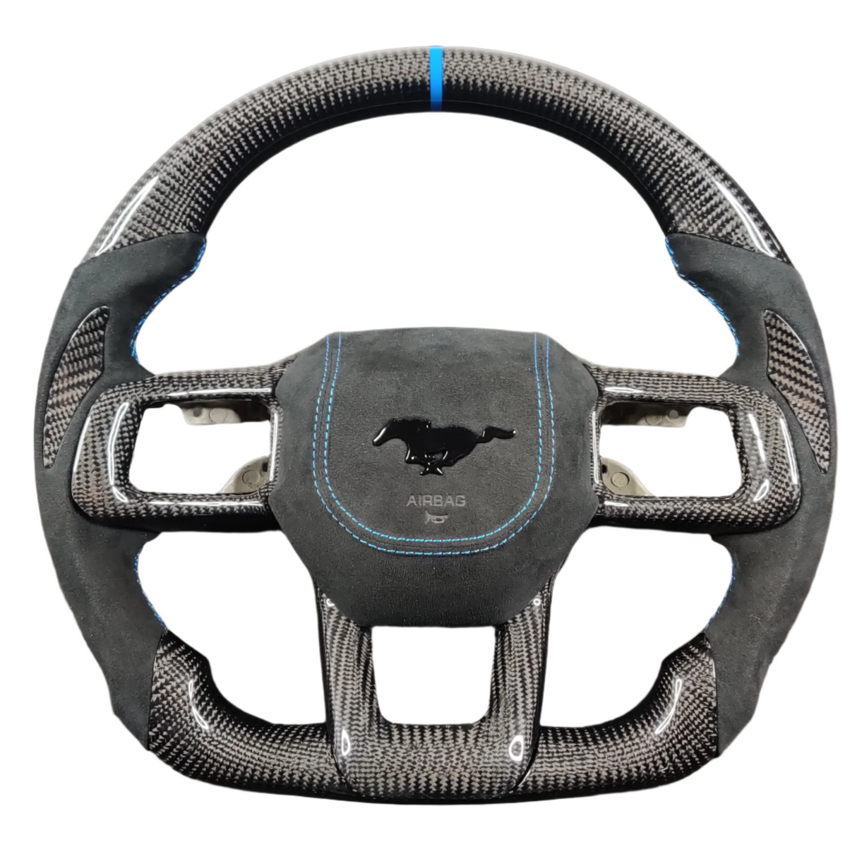 2024-2026+ Ford Mustang S650 Carbon Fiber LED Steering Wheel - AutoLEDTech.com