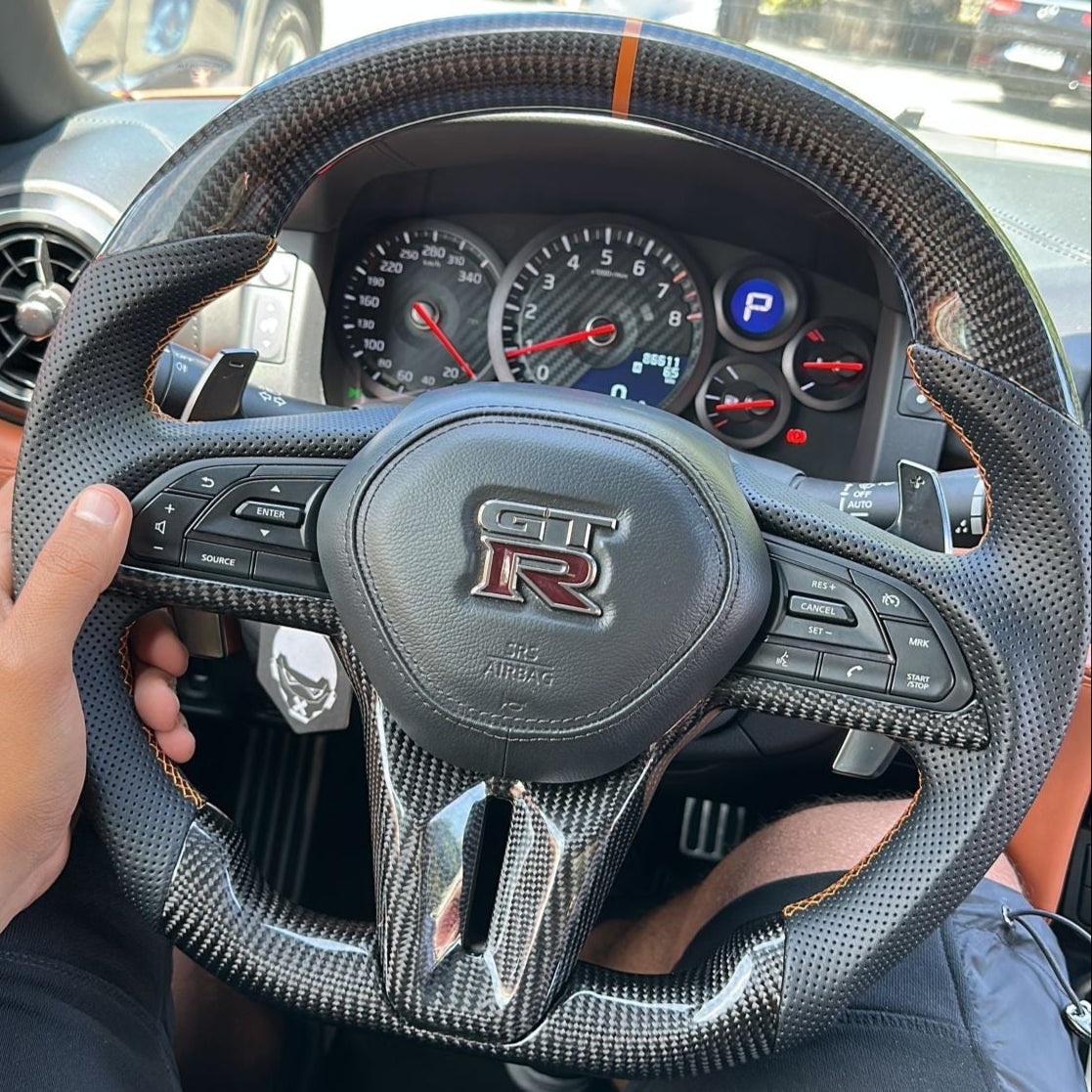 2009-2020 Nissan 370z Custom Carbon Fiber Steering Wheel - AutoLEDTech.com
