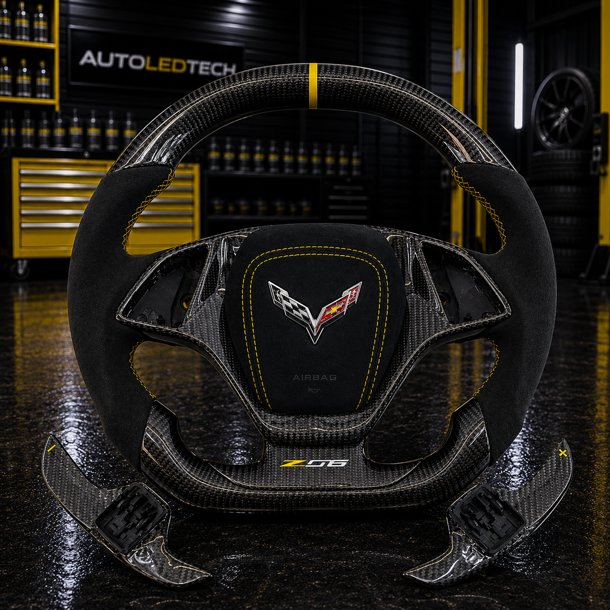 2014-2019 C7 Corvette Carbon Fiber Steering Wheel w/ LED RPM Display