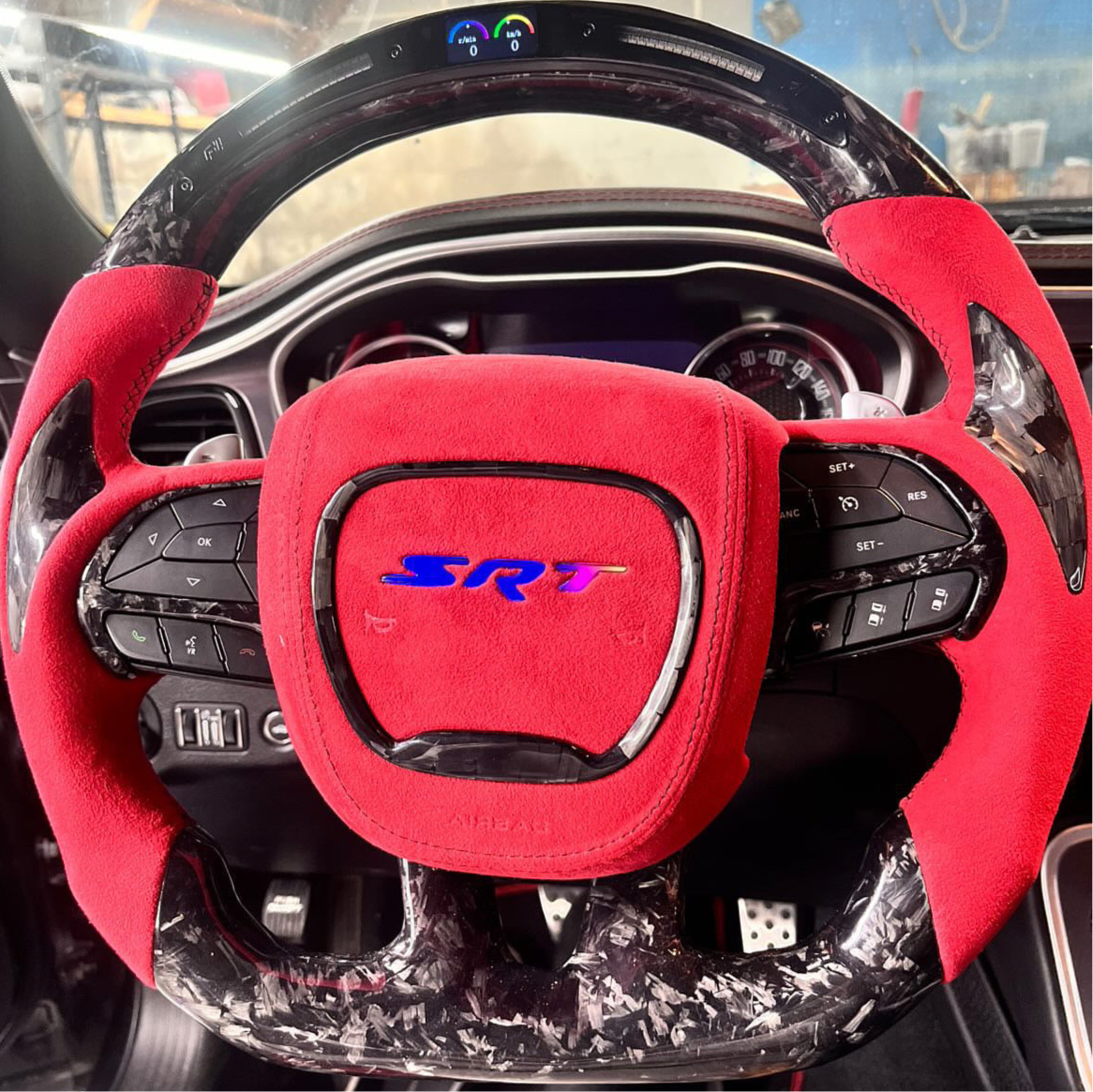 2015-2023 Dodge Charger Challenger Custom Carbon Fiber LED Steering Wheel - AutoLEDTech.com