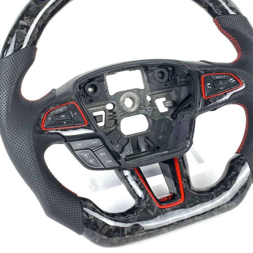 2015-2026+ Ford Focus RS ST Carbon Fiber Steering Wheel w/ LED Display - AutoLEDTech.com