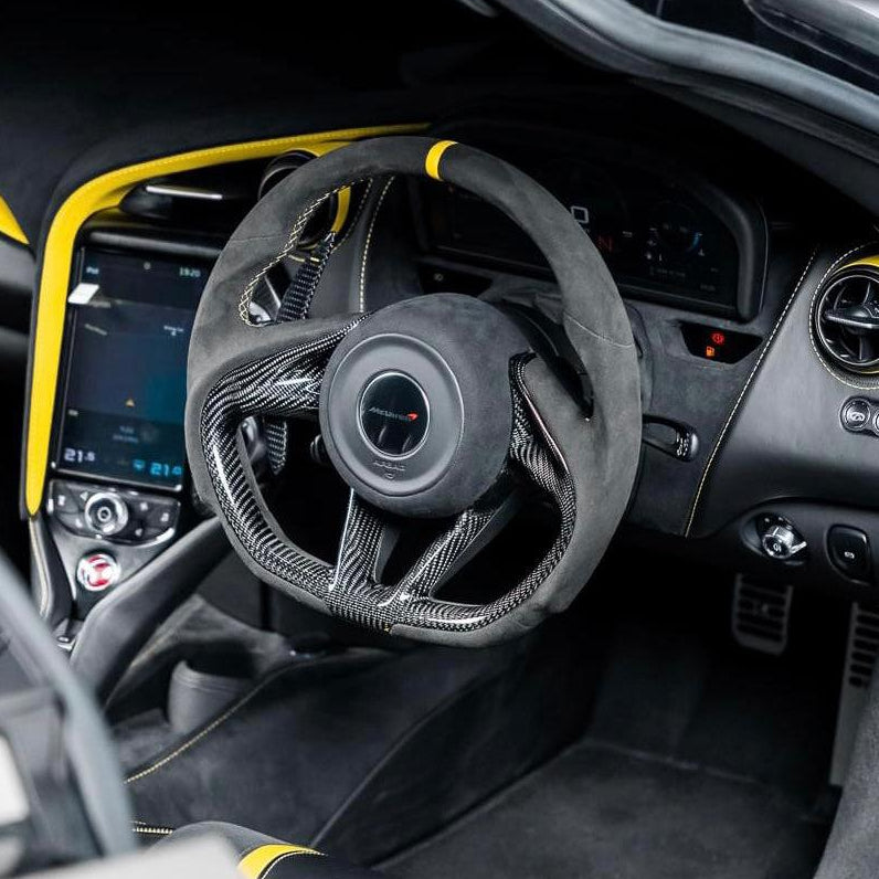 Mclaren 720S 765LT Custom Carbon Fiber Steering Wheel - AutoLEDTech.com