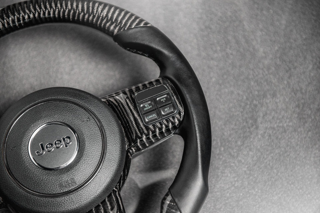 2019-2026+ Jeep Wrangler JL Gladiator JT Custom Carbon Fiber Steering Wheel - AutoLEDTech.com