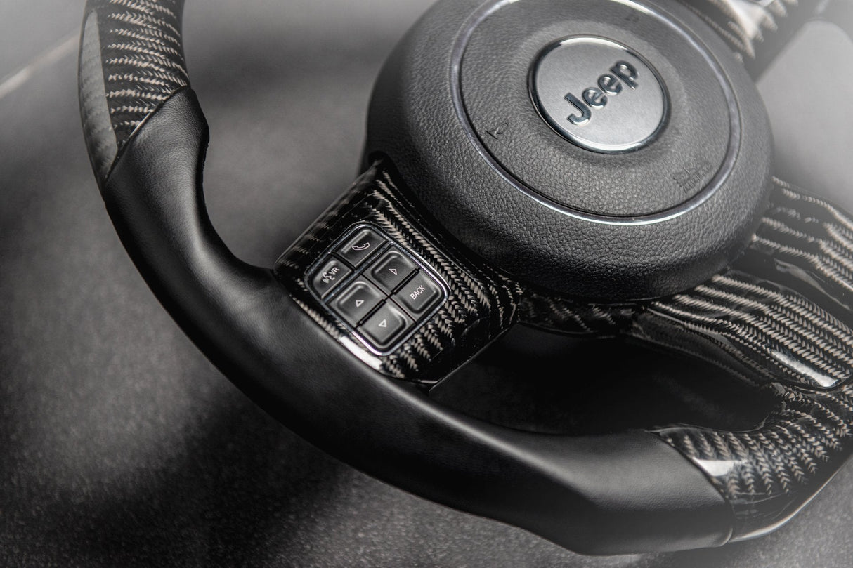 2019-2026+ Jeep Wrangler JL Gladiator JT Custom Carbon Fiber Steering Wheel - AutoLEDTech.com