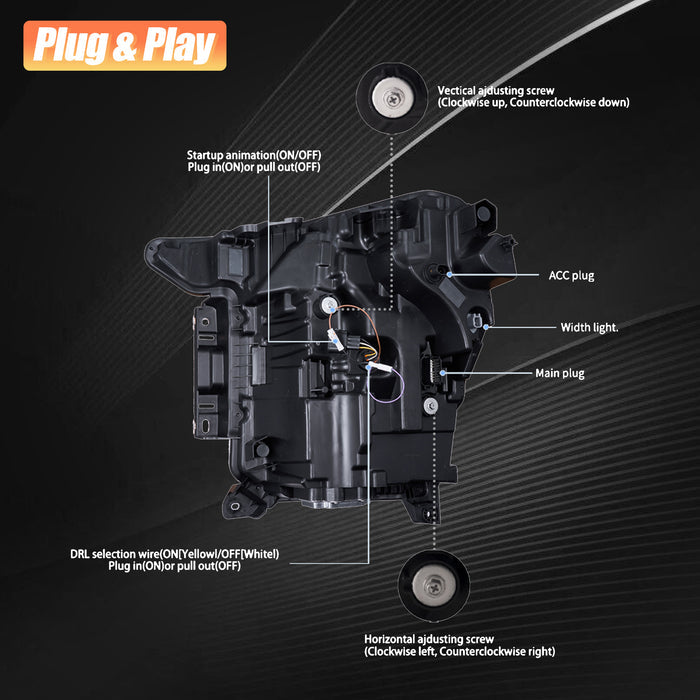 2021-2023 Ford F150 2024+ Style LED DRL Headlights