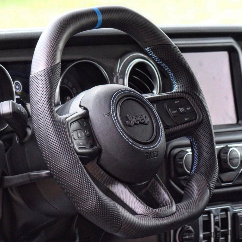2019-2026+ Jeep Wrangler JL Gladiator JT Custom Carbon Fiber Steering Wheel - AutoLEDTech.com