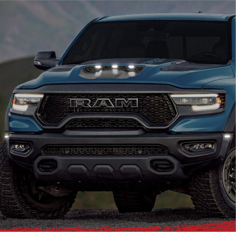 Ram TRX RHO Smoked White/Amber LED Hood + Fender Lights