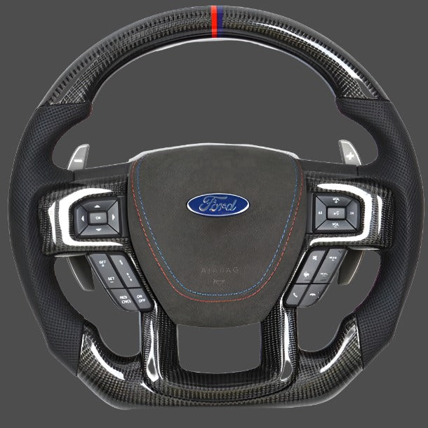 2009-2014 Ford Raptor & F150 Custom Carbon Fiber Steering Wheel w/ LED Display - AutoLEDTech.com