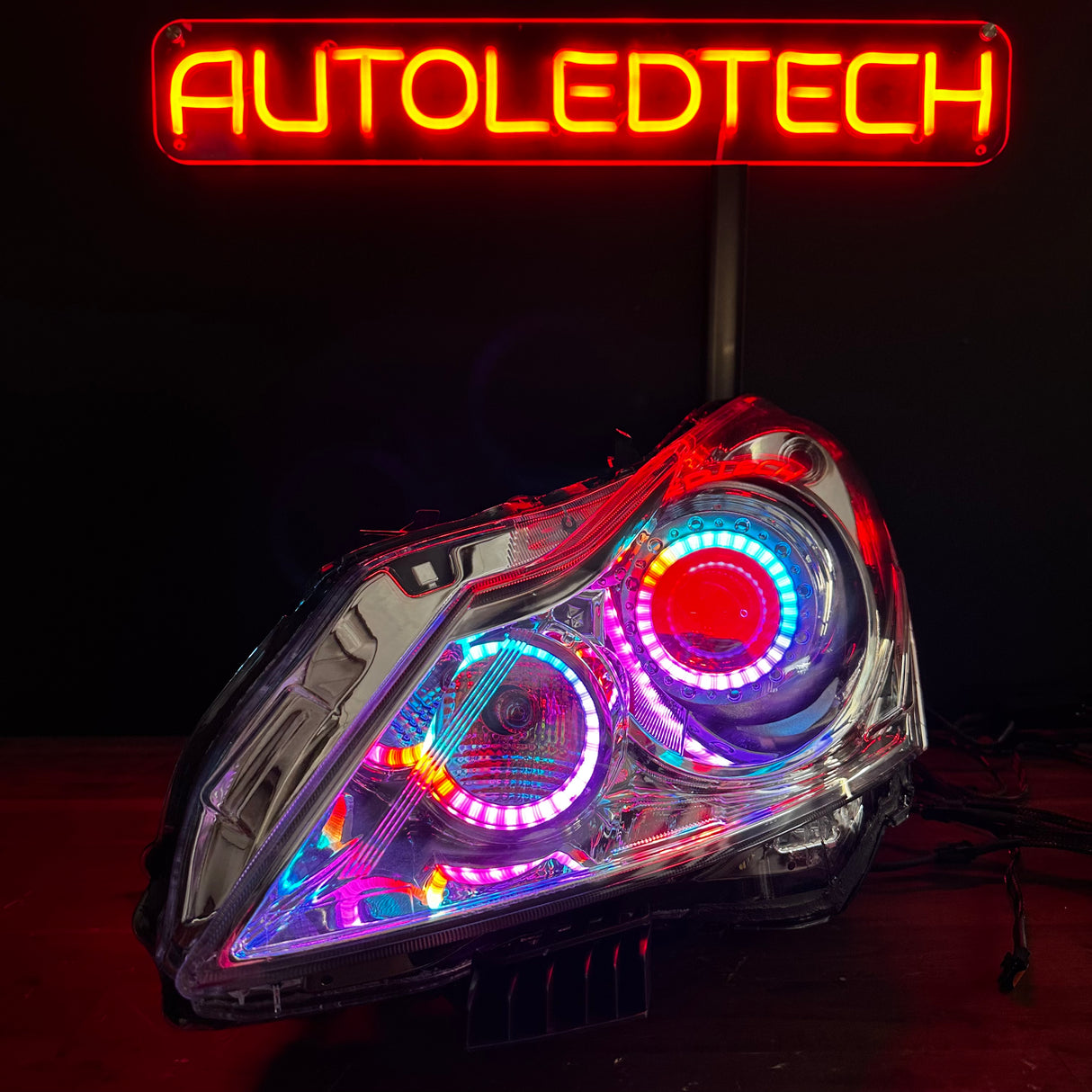 2010-2015 Infiniti G37 G25 Q40 Sedan RGBW Flow Series LED Halo Prebuilt Headlights