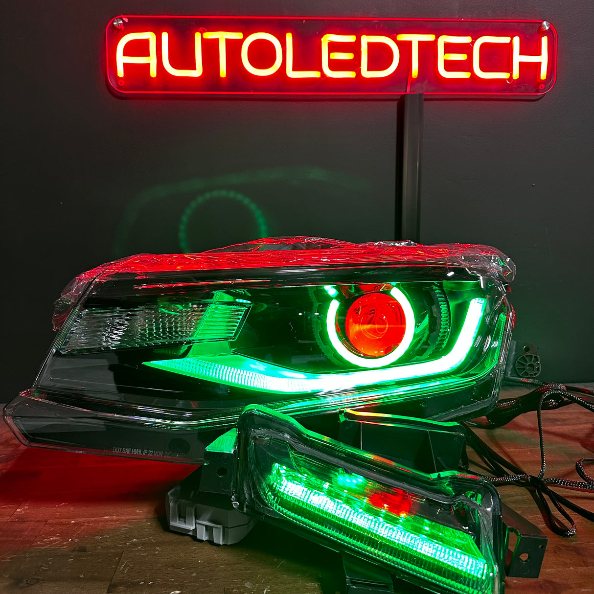 2016-2018 Chevrolet Camaro RGBW Flow Series LED DRL Prebuilt Halo Headlights