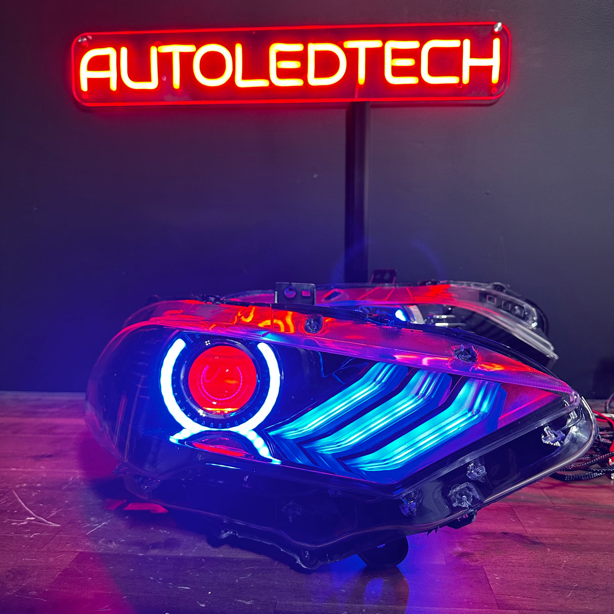 2018-2023 Ford Mustang RGBW Flow Series LED DRL Halo Headlights