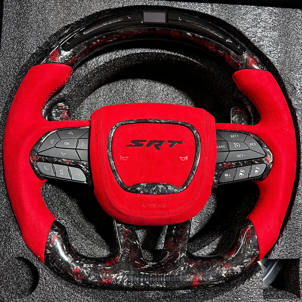 2015-2023 Dodge Charger Challenger Custom Carbon Fiber LED Steering Wheel - AutoLEDTech.com