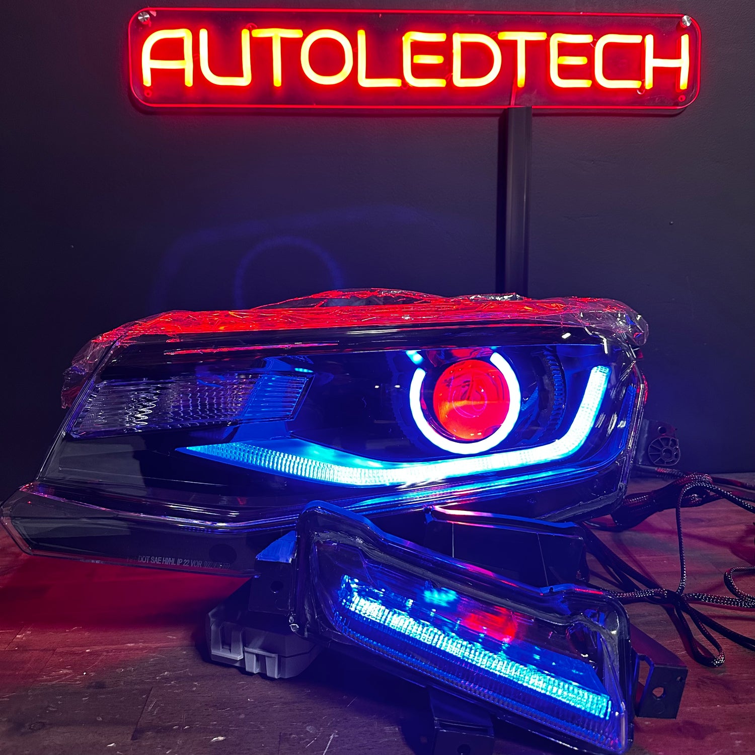 2016-2018 Chevrolet Camaro RGBW Flow Series LED DRL Prebuilt Halo Headlights