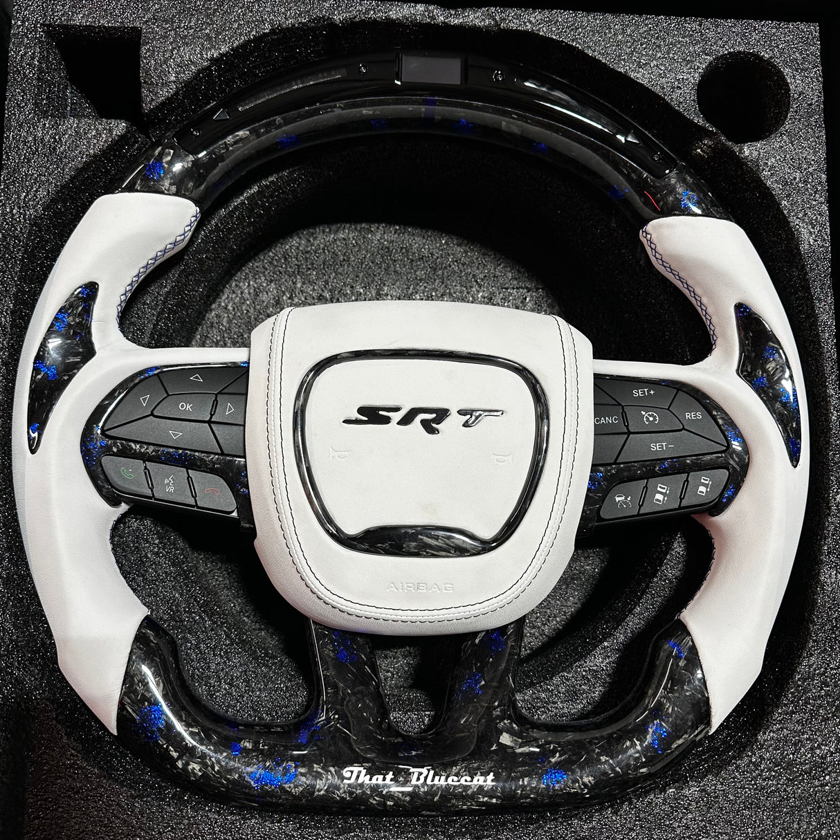 2015-2023 Dodge Charger Challenger Custom Carbon Fiber LED Steering Wheel - AutoLEDTech.com
