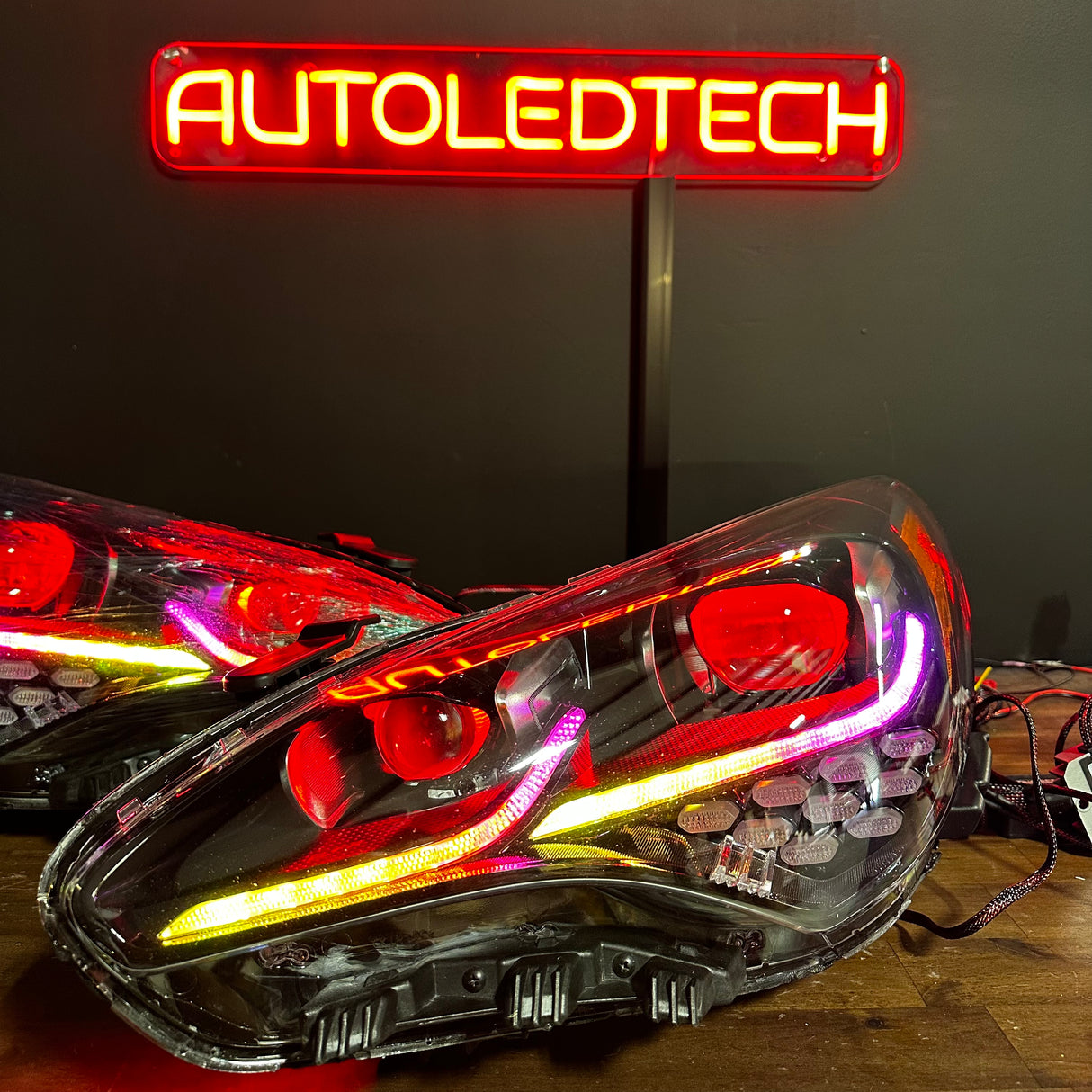 2017-2024 Kia K8 Stinger RGBW Flow Series LED DRL Prebuilt Headlights