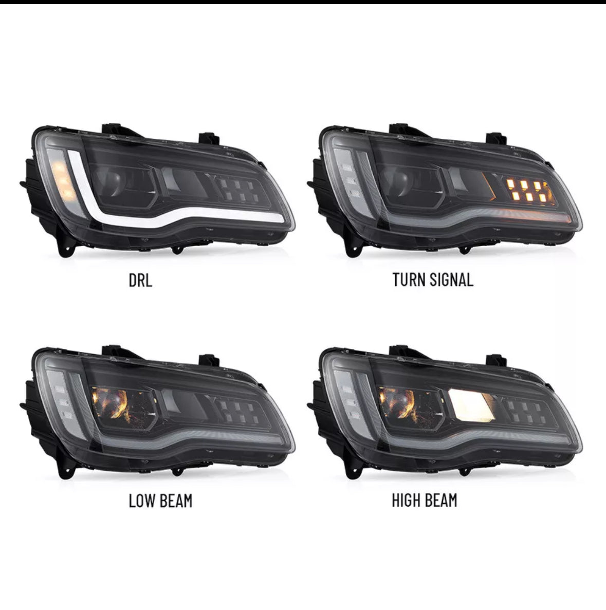 2011-2023 Chrysler 300 RGBW Flow Series LED DRL Prebuilt Headlights
