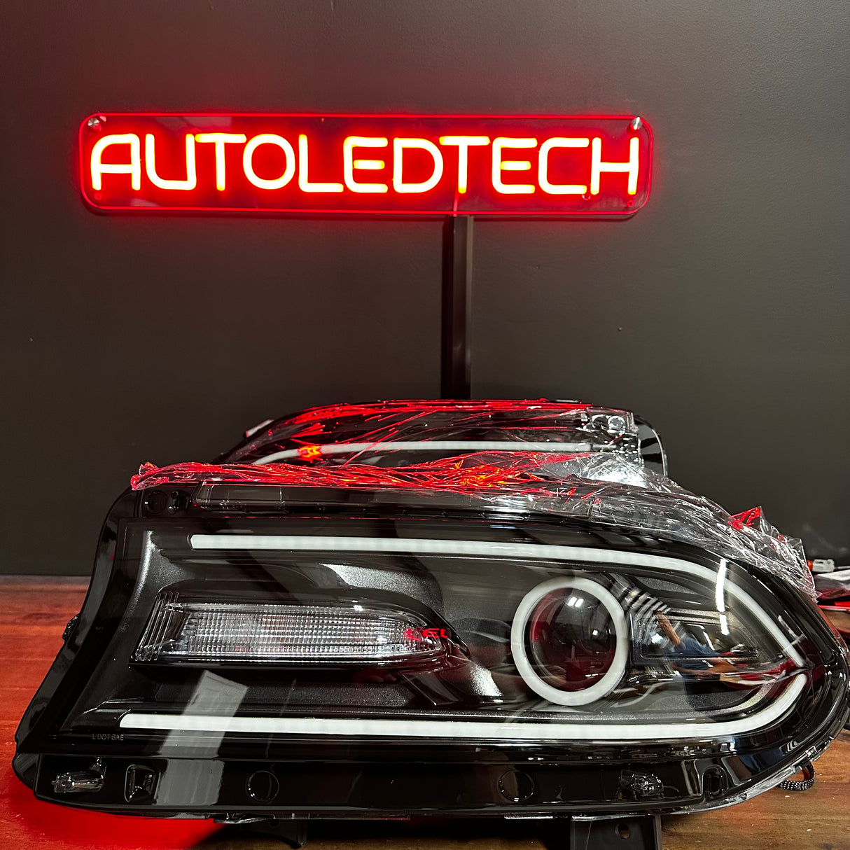 2015-2023 Dodge Charger RGBW Flow Series LED DRL Prebuilt Halo Headlights