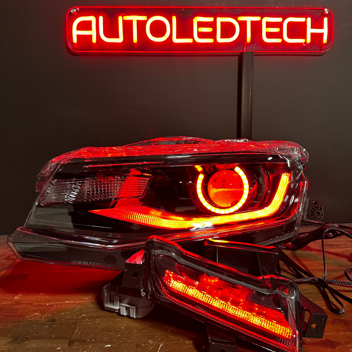2016-2018 Chevrolet Camaro RGBW Flow Series LED DRL Prebuilt Halo Headlights