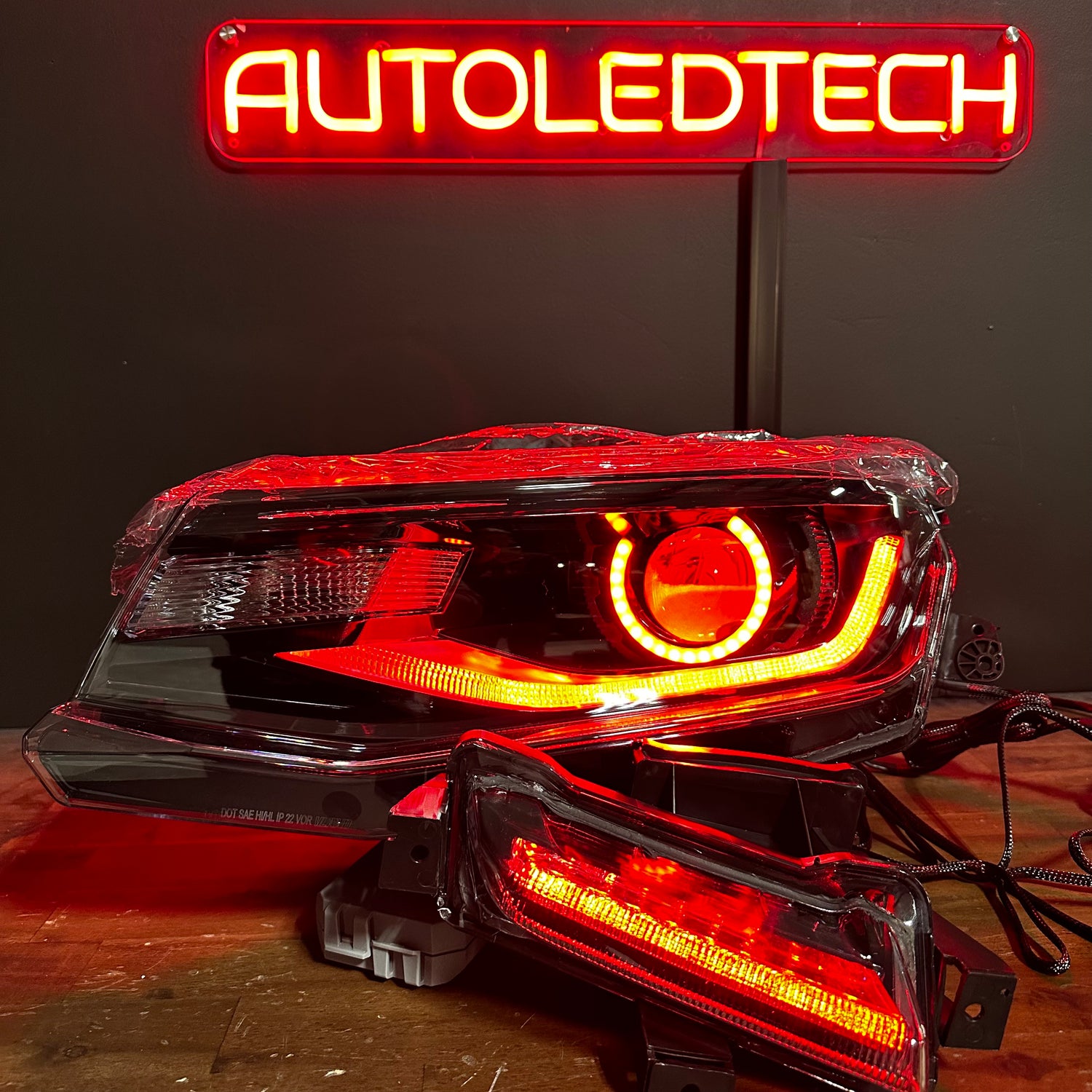 2016-2018 Chevrolet Camaro RGBW Flow Series LED DRL Prebuilt Halo Headlights