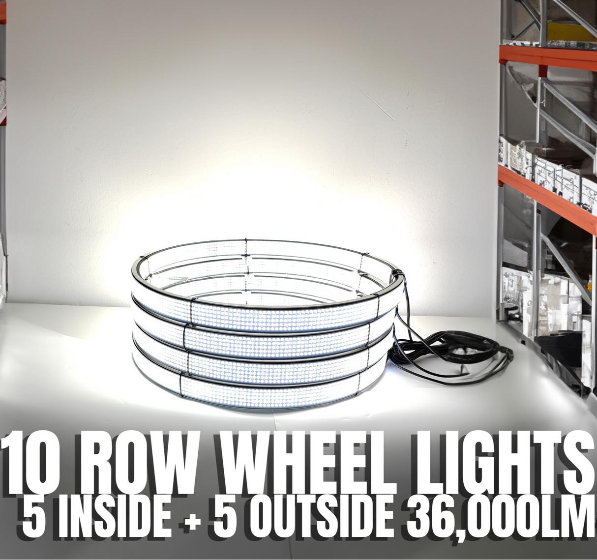 10 ROW ULTRA BRIGHT WHITE LED Wheel Ring Lights Kit