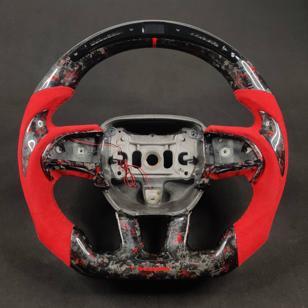 2014-2021 Jeep Trackhawk SRT Custom Carbon Fiber Steering Wheel w/ LED RPM Display - AutoLEDTech.com