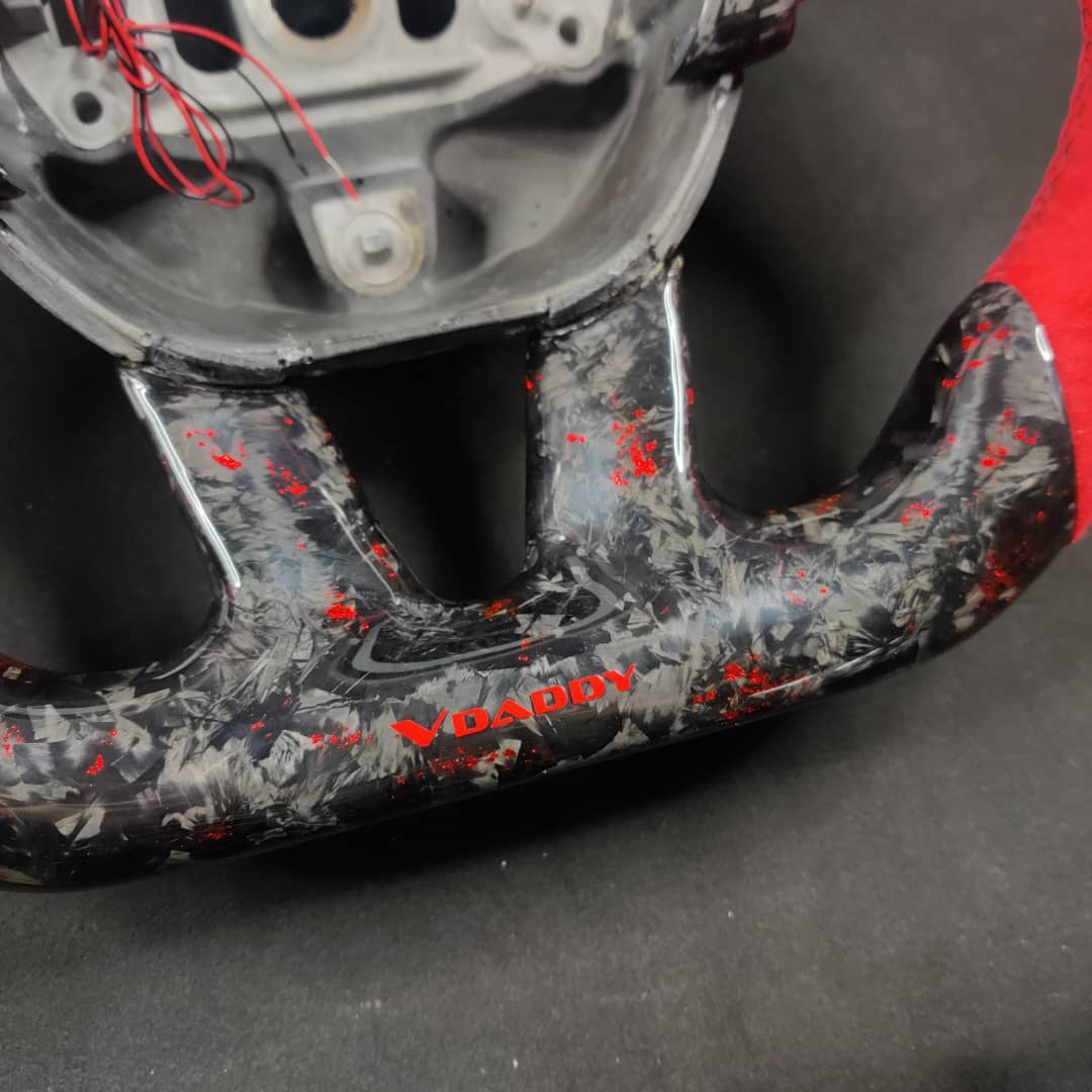 2014-2021 Jeep Trackhawk SRT Custom Carbon Fiber Steering Wheel w/ LED RPM Display - AutoLEDTech.com