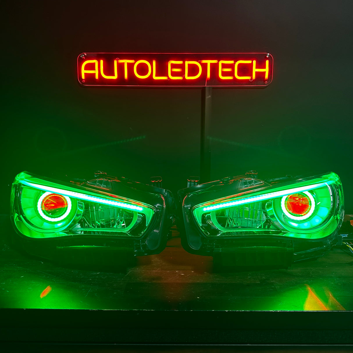 2014-2024 Infiniti Q50 RGBW Flow Series LED DRL Prebuilt Custom Headlights