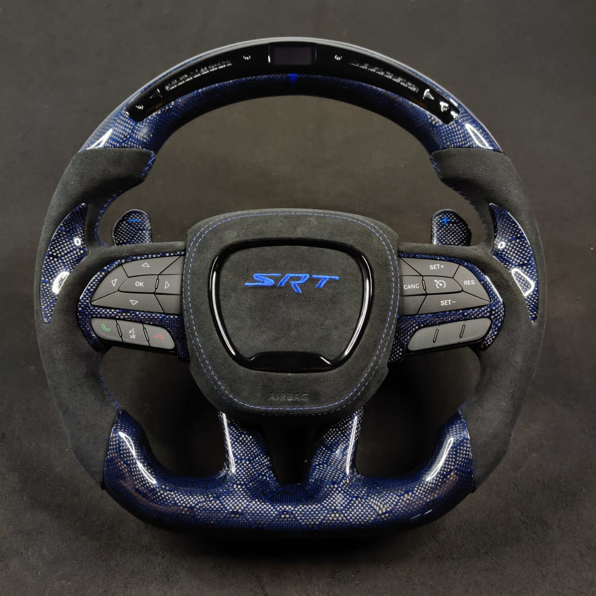 2015-2023 Dodge Charger Challenger Custom Carbon Fiber LED Steering Wheel - AutoLEDTech.com