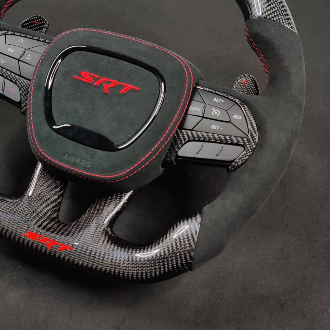 2015-2023 Dodge Charger Challenger Custom Carbon Fiber LED Steering Wheel - AutoLEDTech.com