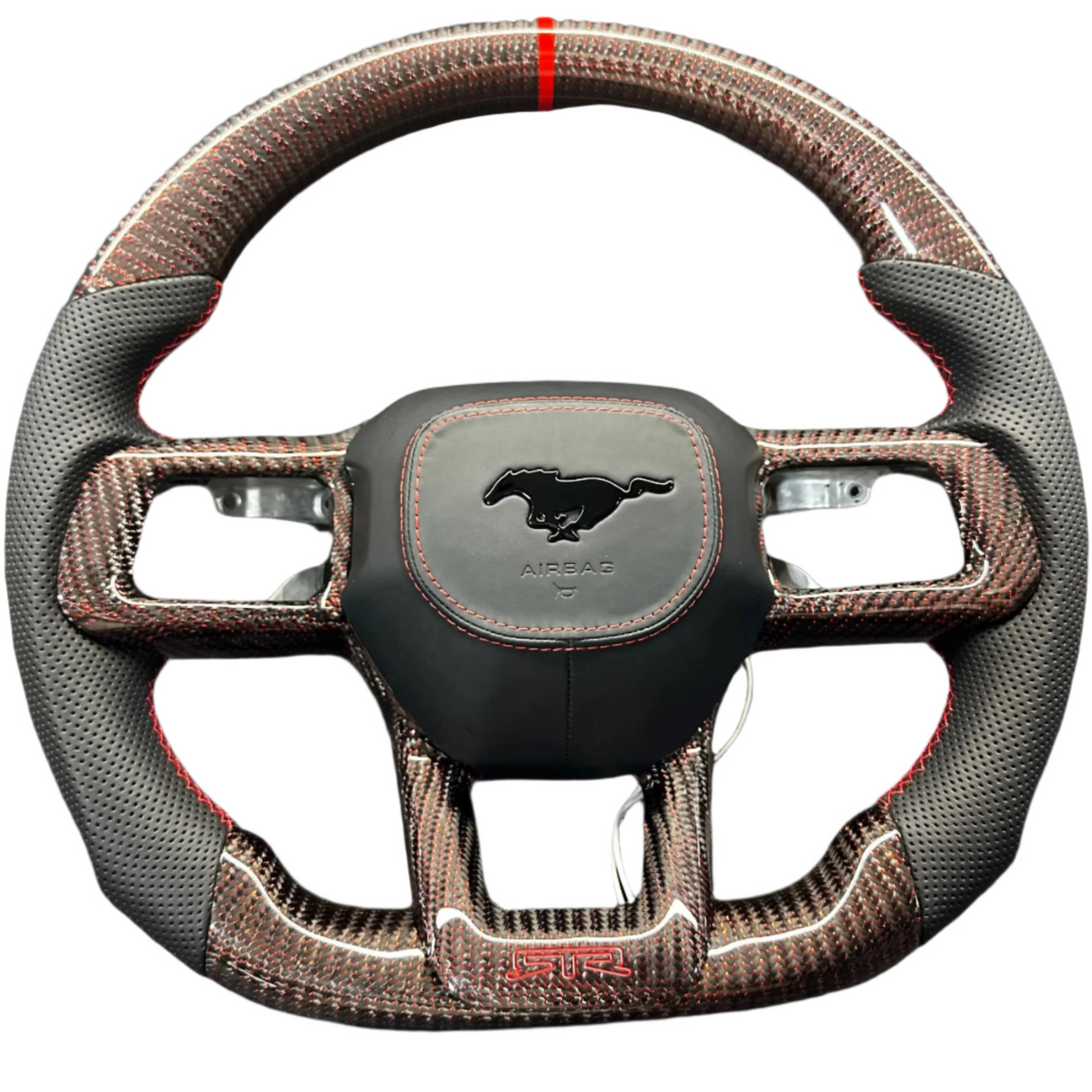 2024-2026+ Ford Mustang S650 Carbon Fiber LED Steering Wheel - AutoLEDTech.com