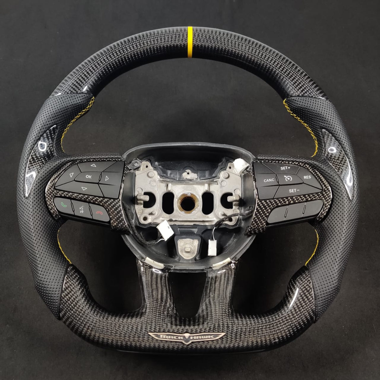 2014-2021 Jeep Trackhawk SRT Custom Carbon Fiber Steering Wheel w/ LED RPM Display - AutoLEDTech.com