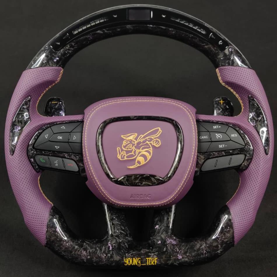 2015-2023 Dodge Charger Challenger Custom Carbon Fiber LED Steering Wheel - AutoLEDTech.com