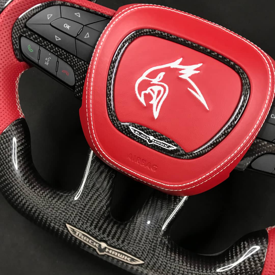 2014-2021 Jeep Trackhawk SRT Custom Carbon Fiber Steering Wheel w/ LED RPM Display - AutoLEDTech.com