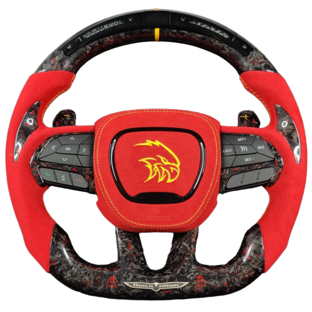2014-2021 Jeep Trackhawk SRT Custom Carbon Fiber Steering Wheel w/ LED RPM Display - AutoLEDTech.com