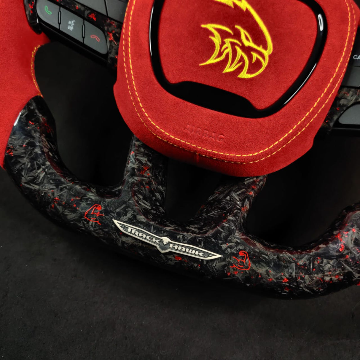 2014-2021 Jeep Trackhawk SRT Custom Carbon Fiber Steering Wheel w/ LED RPM Display - AutoLEDTech.com