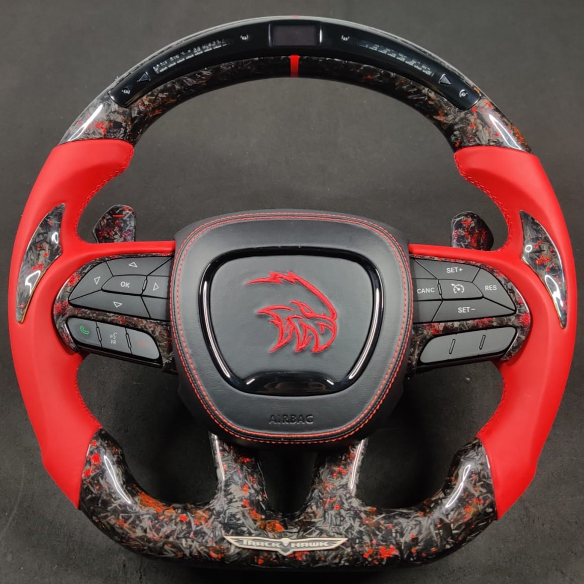 2014-2021 Jeep Trackhawk SRT Custom Carbon Fiber Steering Wheel w/ LED RPM Display - AutoLEDTech.com