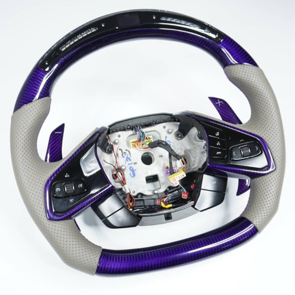 2020-2026+ Chevrolet C8 Corvette Custom Carbon Fiber Steering Wheel - AutoLEDTech.com