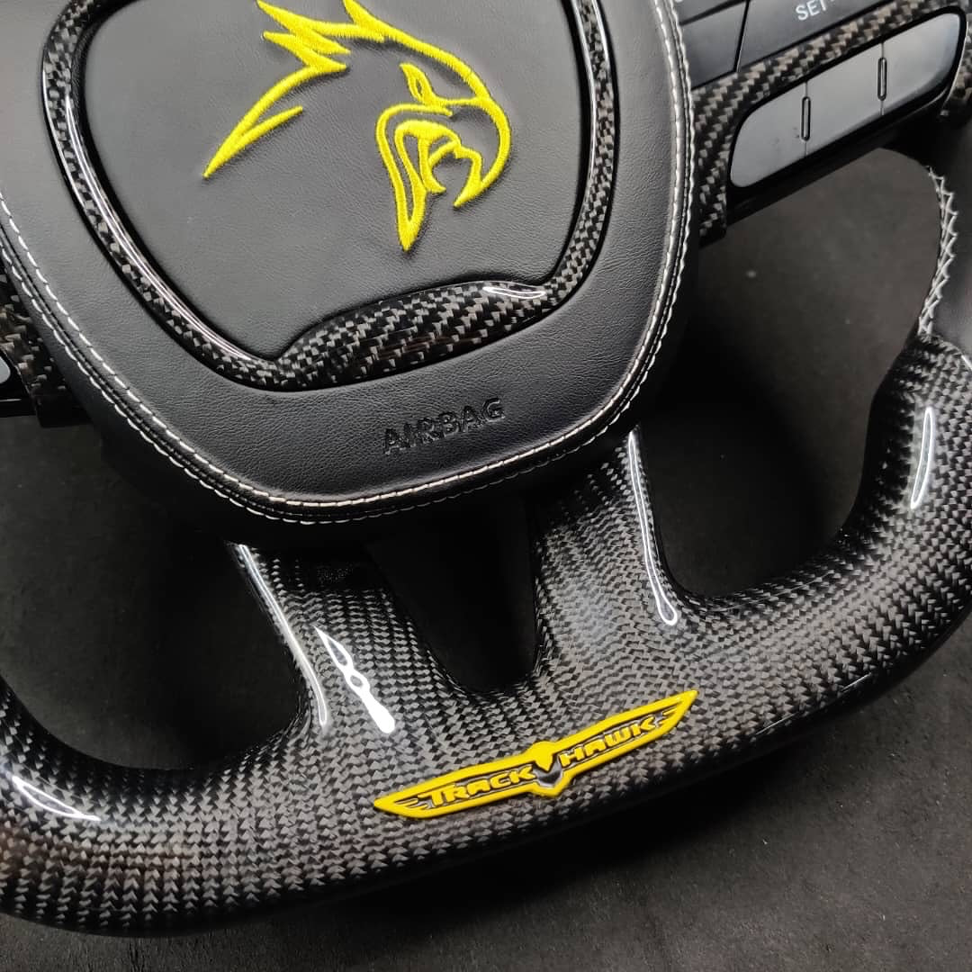 2014-2021 Jeep Trackhawk SRT Custom Carbon Fiber Steering Wheel w/ LED RPM Display - AutoLEDTech.com