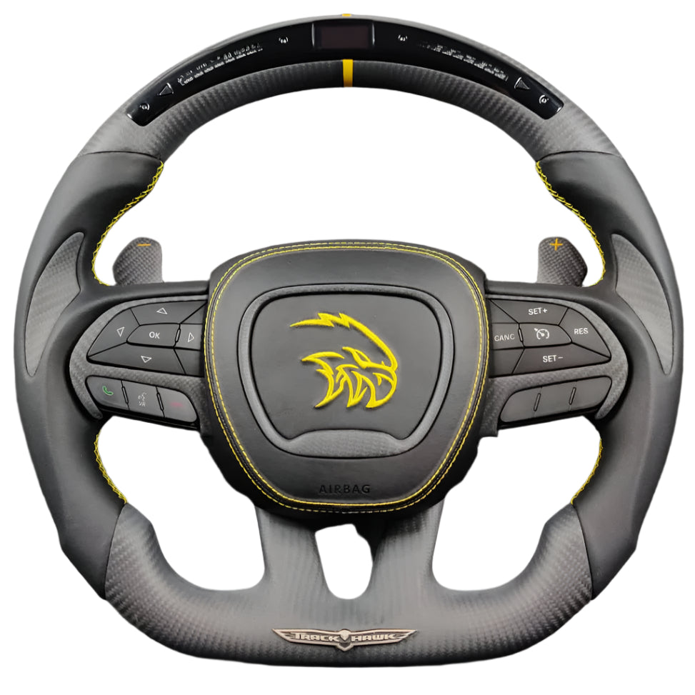2014-2021 Jeep Trackhawk SRT Custom Carbon Fiber Steering Wheel w/ LED RPM Display - AutoLEDTech.com