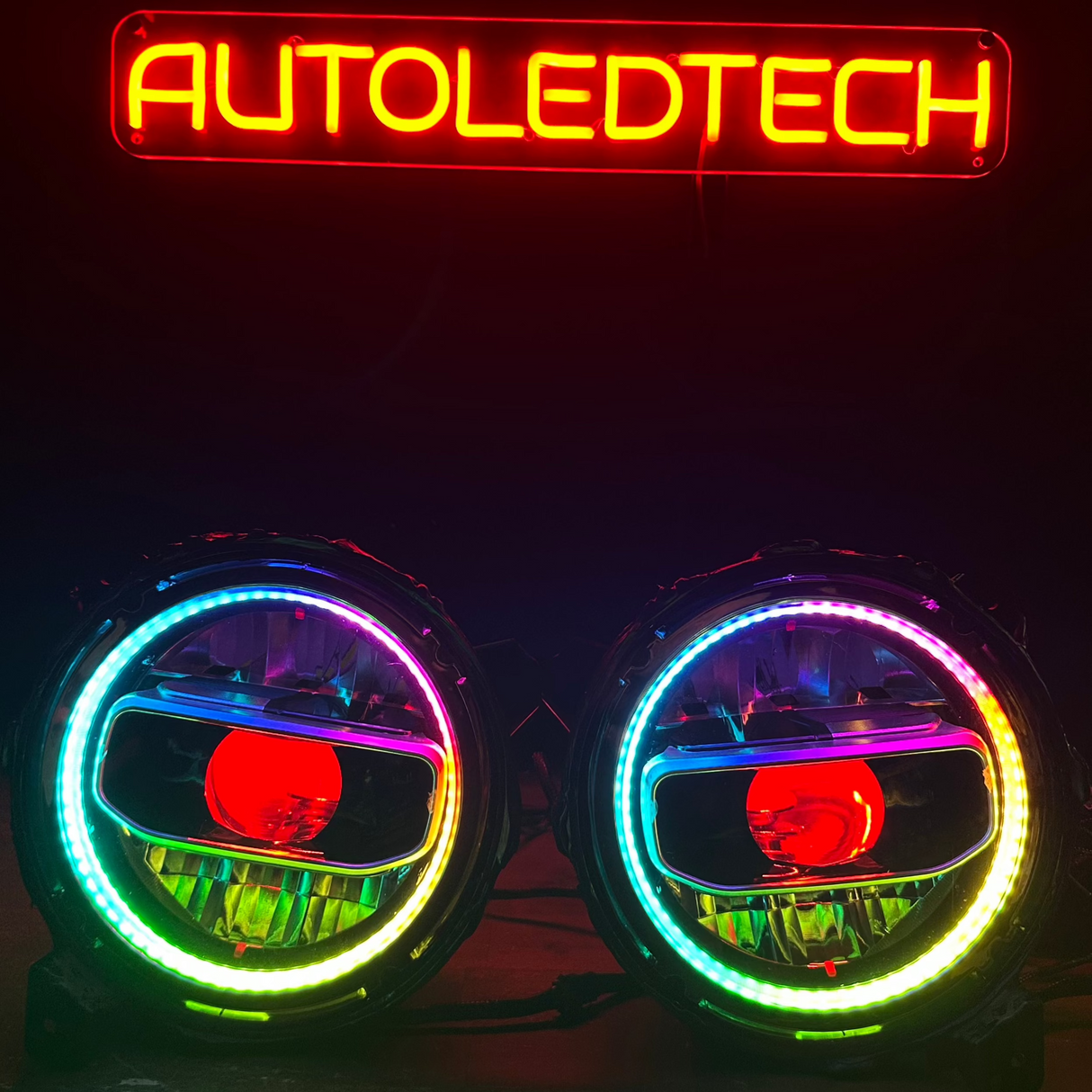 2018-2025+ Jeep Wrangler Gladiator JL JT RGBW Flow Series LED Projector Halo Headlights