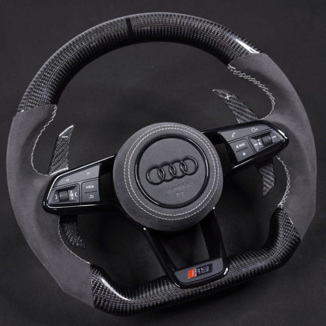 2015-2024 Audi R8 TTRS Custom Carbon Fiber Steering Wheel - AutoLEDTech.com