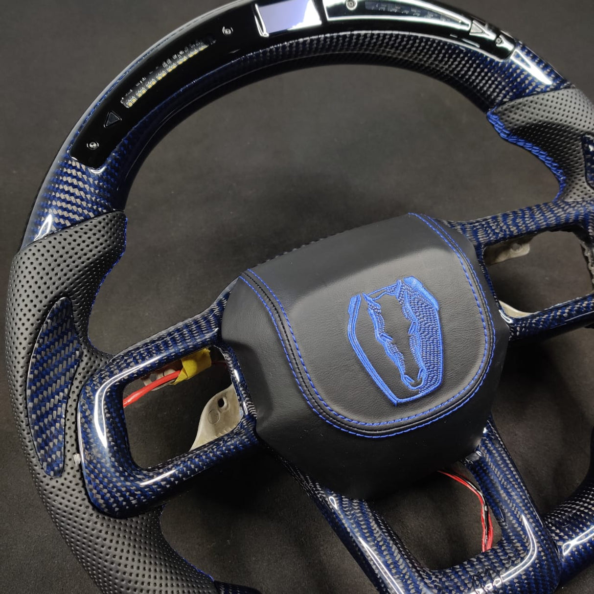 2024-2026+ Ford Mustang S650 Carbon Fiber LED Steering Wheel - AutoLEDTech.com